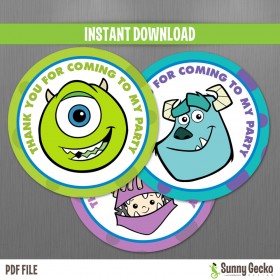 Monsters Inc. Birthday Favor Tags (Option 2)